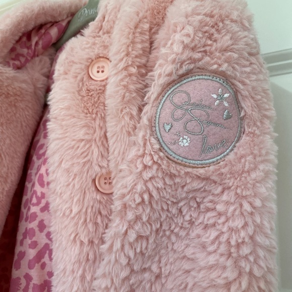 Jessica Simpson Faux Fur pink coat size 18months - Picture 5 of 6